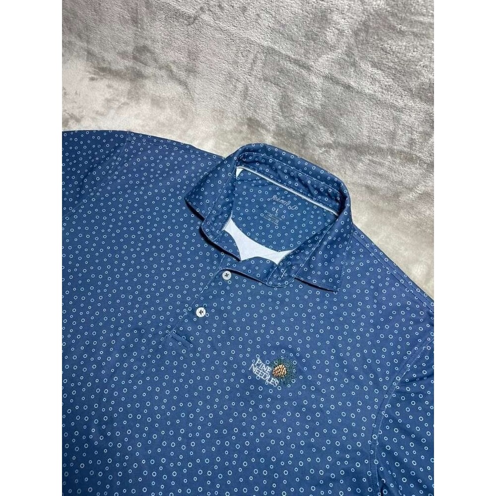 Johnnie-O Golf Polo Shirt Men's Large Blue Polka Dots Performance Outdoor